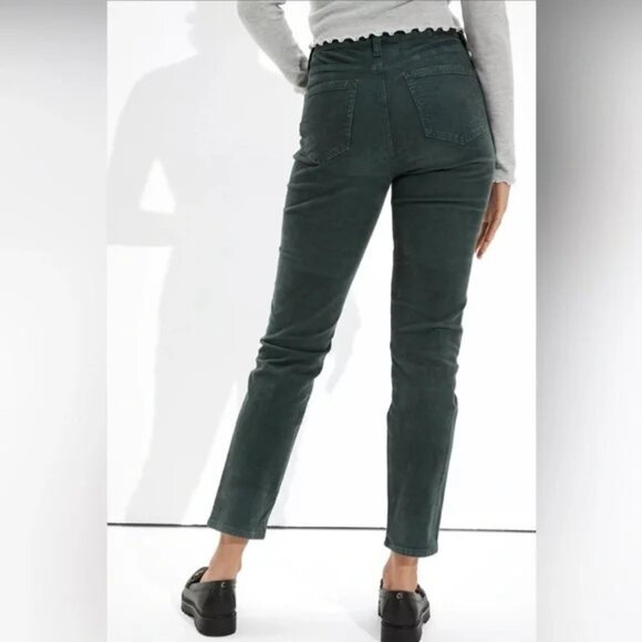 American Eagle Corduroy Mom Straight Pants 2L 2 LONG High Rise Stretch Green - Picture 3 of 11